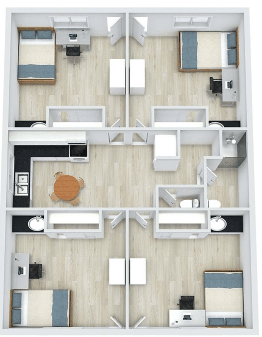 Four-bedroom floor plan at Capri Eugene