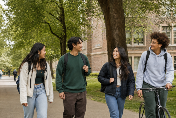 Students walking near Capri Eugene, offering UO off campus housing